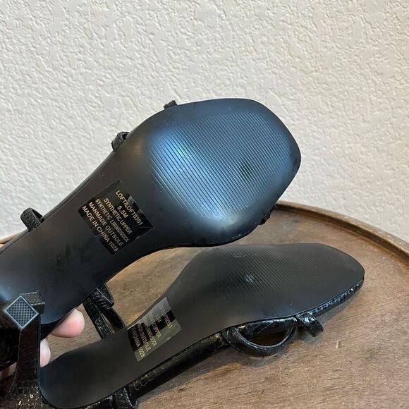 Steve Madden Loft Slide Sandals Heels Black Snake Women’s 5.5 - Picture 6 of 6